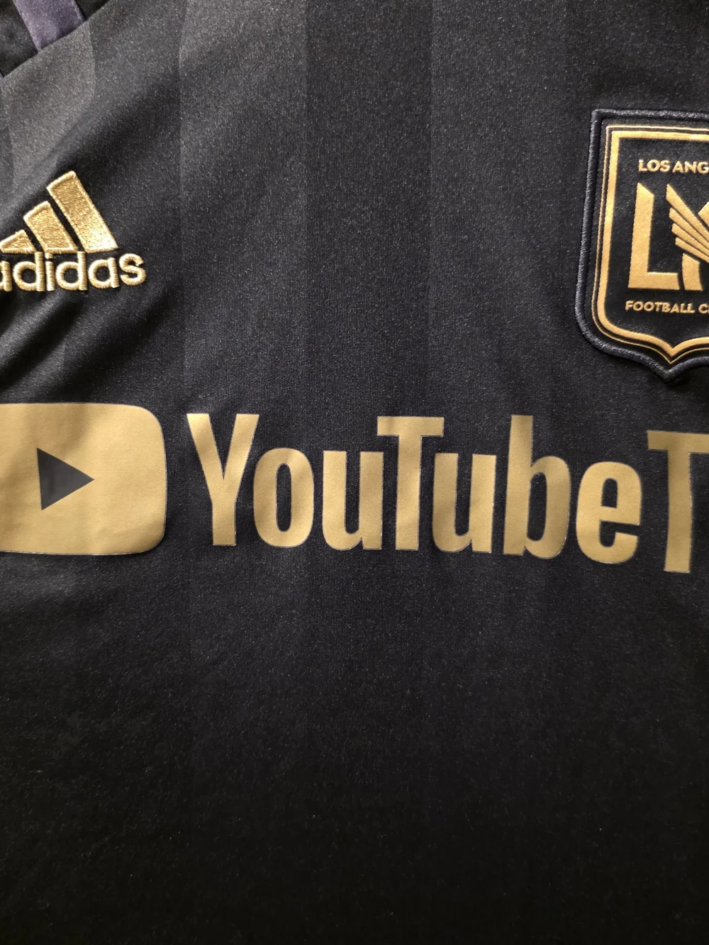 adidas Los Angeles FC LAFC Soccer Jersey AEROREADY YouTubeTV Black/Gold L